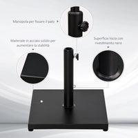 Base per Ombrellone Quadrata da 18kg per Pali da Ø3/3.5/3.8 cm, 45x45x39 cm Nero