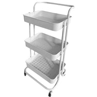 Carrello Trolley Cucina 4ruote 3 Cestini Metallo e Abs 42x35.5 H86 Salvaspazio Bianco