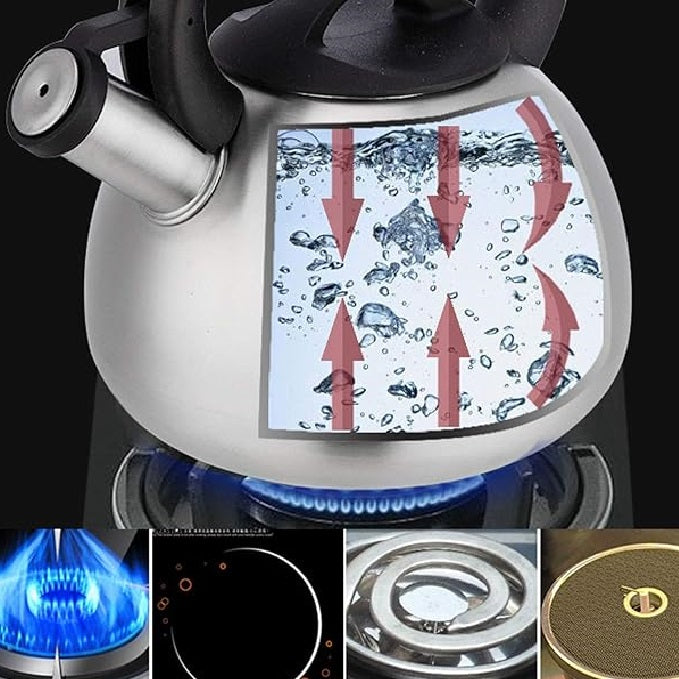 Bollitore Teiera in Acciaio Inox 2.5 LT 19x23x20.5 cm Induzione Manico Ergonomico