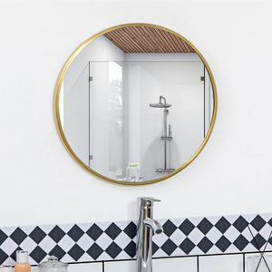 Specchio Moderno Tondo Cornice in Alluminio da Parete cm50 x 2cm Oro