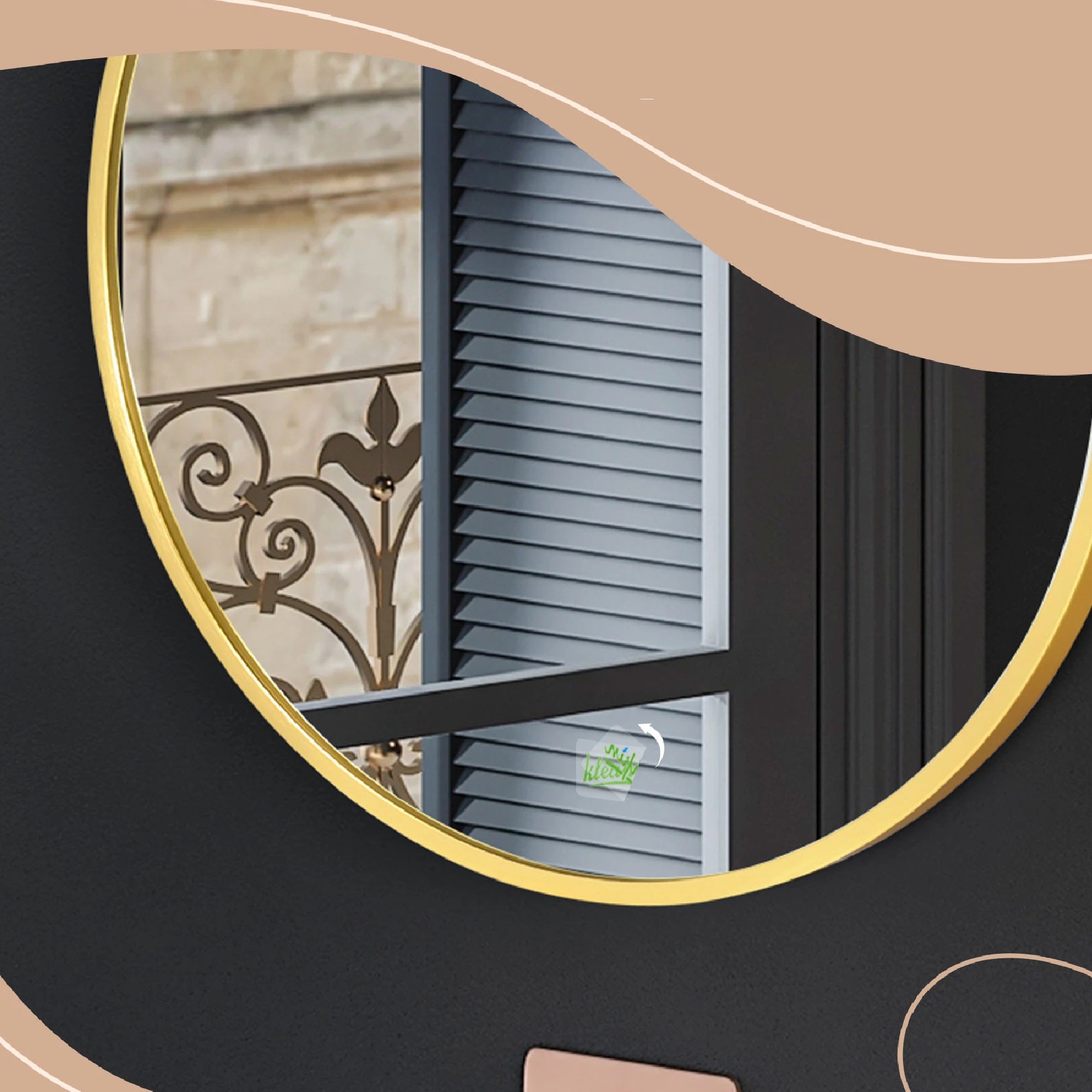 Specchio Moderno Tondo Cornice in Alluminio da Parete cm50 x 2cm Oro