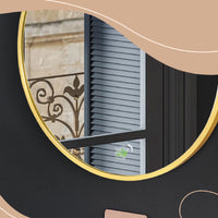 Specchio Moderno Tondo Cornice in Alluminio da Parete cm50 x 2cm Oro