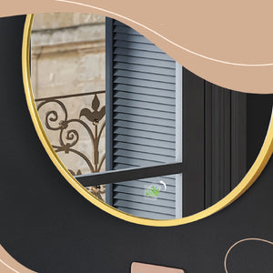 Specchio Moderno Tondo Cornice in Alluminio da Parete cm50 x 2cm Oro