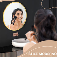 Specchio Moderno Tondo Cornice in Alluminio da Parete cm50 x 2cm Oro