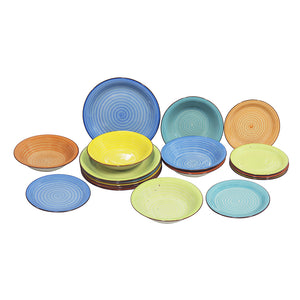 Set da 18 Piatti in Gres Porcellanato Multicolore Servizio da Tavola Sale e Pepe