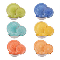 Set da 18 Piatti in Gres Porcellanato Multicolore Servizio da Tavola Sale e Pepe