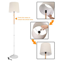 Piantana Lampada da Terra Metallo Legno Tessuto 1xE27 H170cm Design Moderno