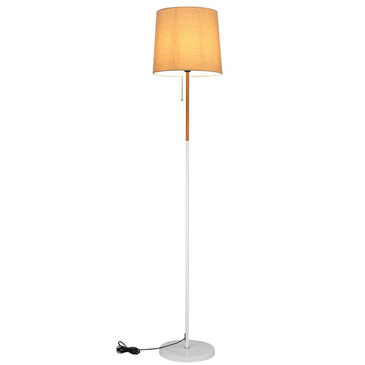 Piantana Lampada da Terra Metallo Legno Tessuto 1xE27 H170cm Design Moderno