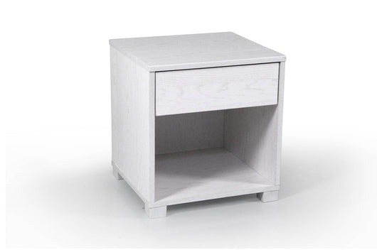 COMODINO A 1 CASSETTO IN LEGNO NATURALE DI COLORE BIANCO 40X36X43,5 CM