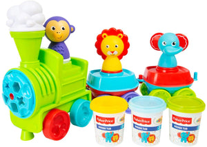 SET TRENO GIOCATTOLO CON PASTA MODELLABILE STAMPINI E FORMINE 2+