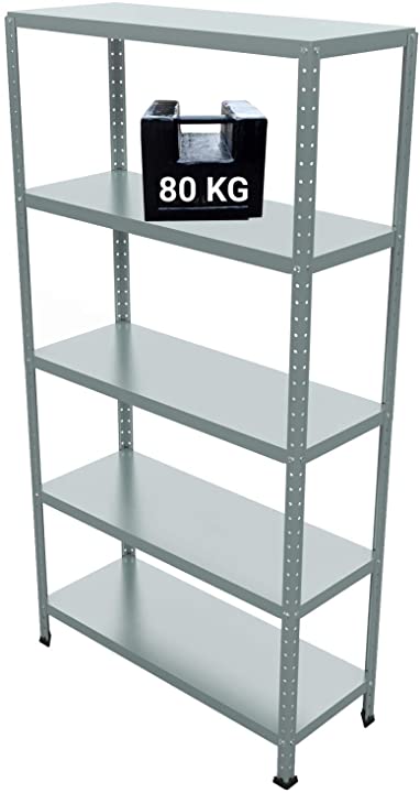 SCAFFALE IN METALLO ZINCATO ETTORE KIT BULLONI 100 X 40 X H187 CM CON 5 SCAFFALI
