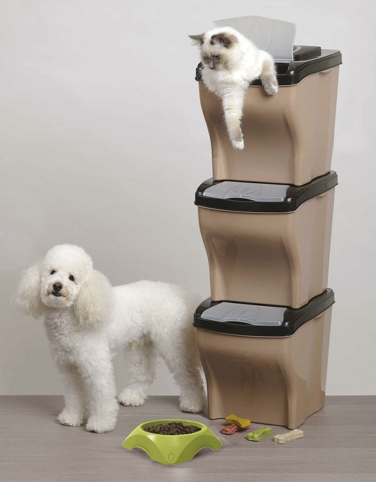 BAMA POKER PET SET 3 PZ CONTENITORE PORTA CROCCHETTE BEIGE 28 X 40 X 31 CM