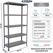 SCAFFALE IN METALLO GRIGIO ETTORE KIT BULLONI 100 X 40 X H 187 CM 5 RIPIANI