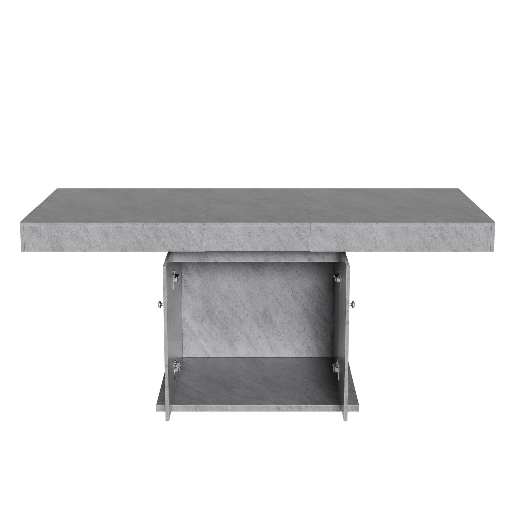 Tavolo da pranzo allungabile 140/180x80x76 cm grigio con vano contenitore e struttura in metallo