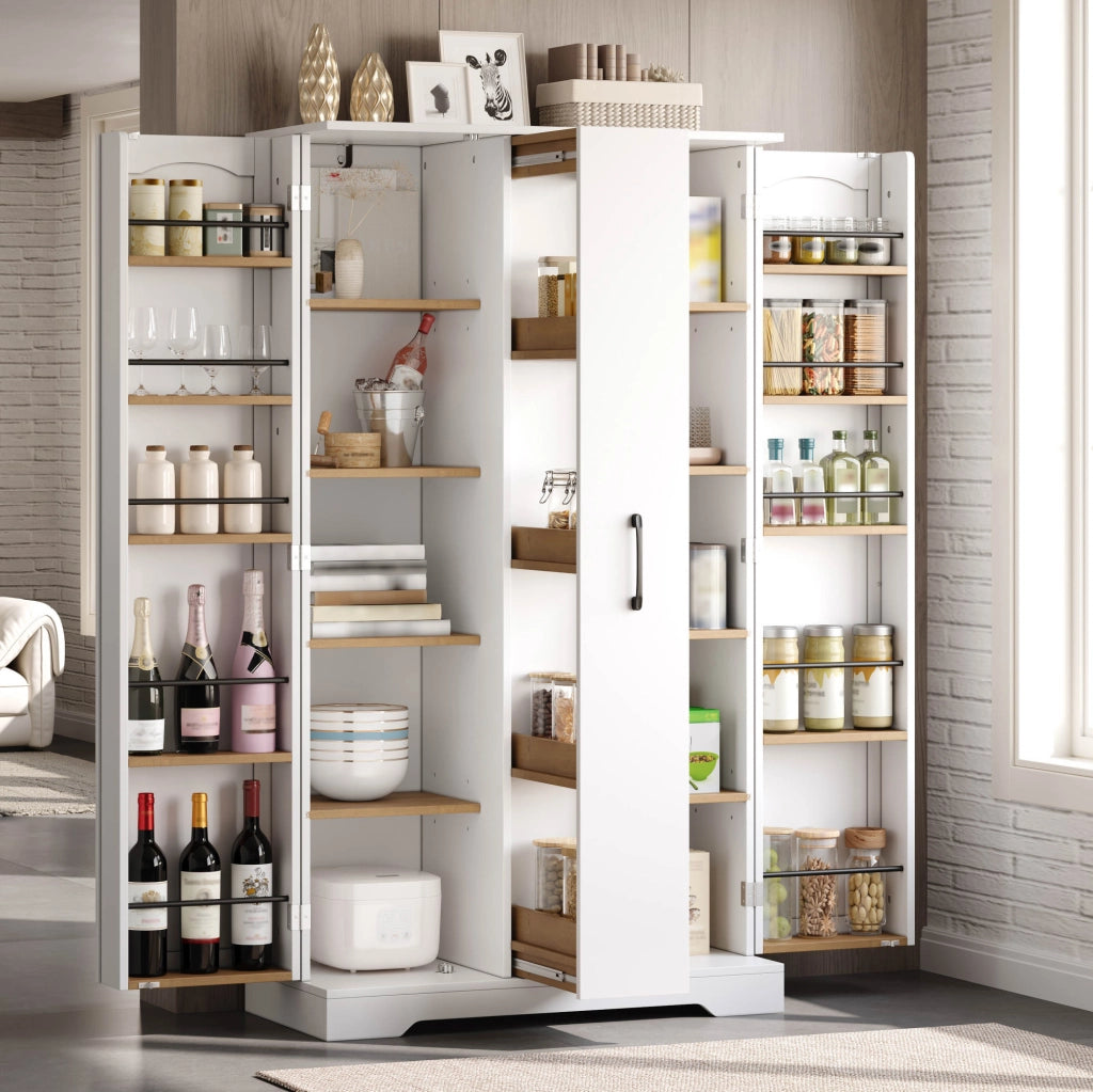 Armadio da cucina in MDF bianco con ripiani portaspezie