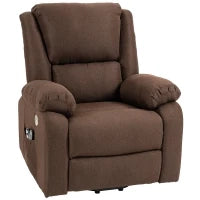 Poltrona Alzapersona Reclinabile con Poggiapiedi, in Tessuto Effetto Lino, 87x92x105 cm, Caffè