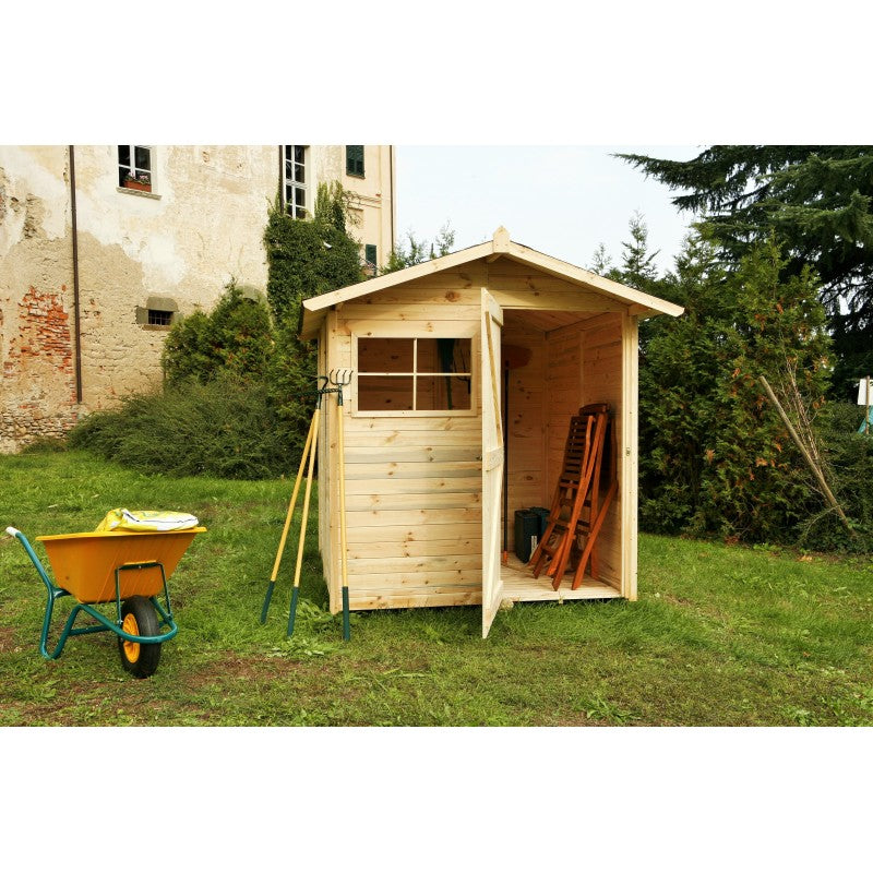 Casetta da Giardino in Legno di Pino da Esterno  con Pavimento, Ricovero Attrezzi, Doghe spessore 16mm - Articolo C200/1 -  100005