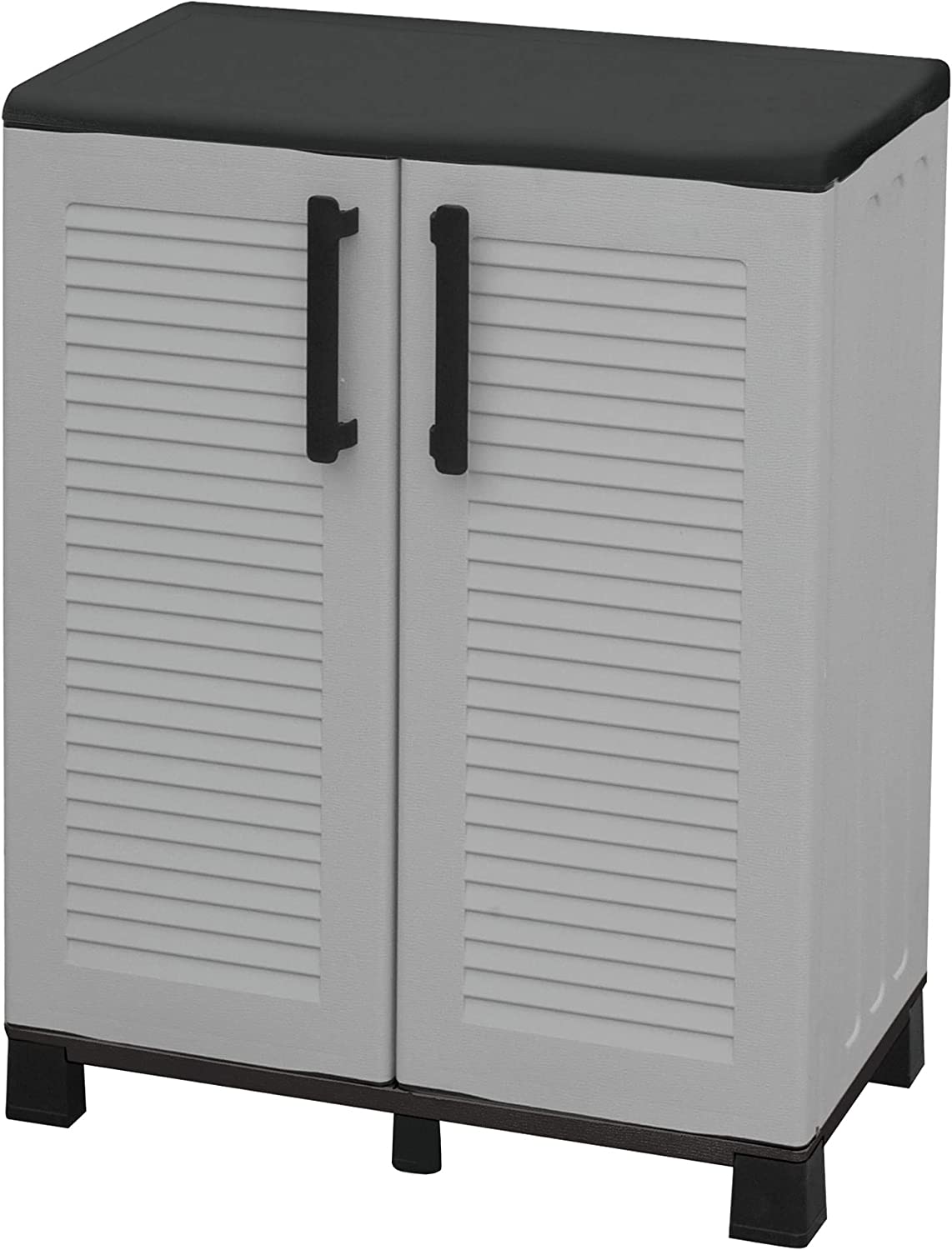ARMADIO BASSO IN POLIPROPILENE 2 ANTE E RIPIANO 68 X 37 X H90 CM