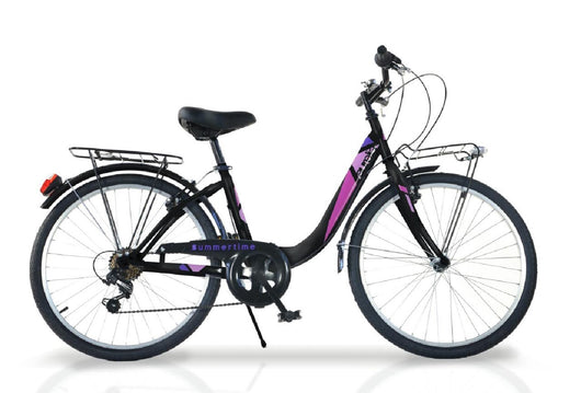 BICICLETTA VENERE DA 24" IN COLORE NERO E FUCSIA PER BAMBINA