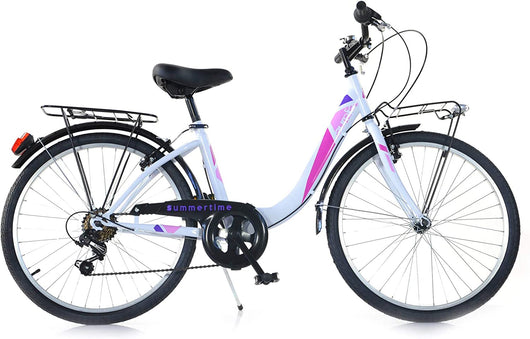 BICICLETTA VENERE DA 24" IN COLORE BIANCO E FUCSIA PER BAMBINA