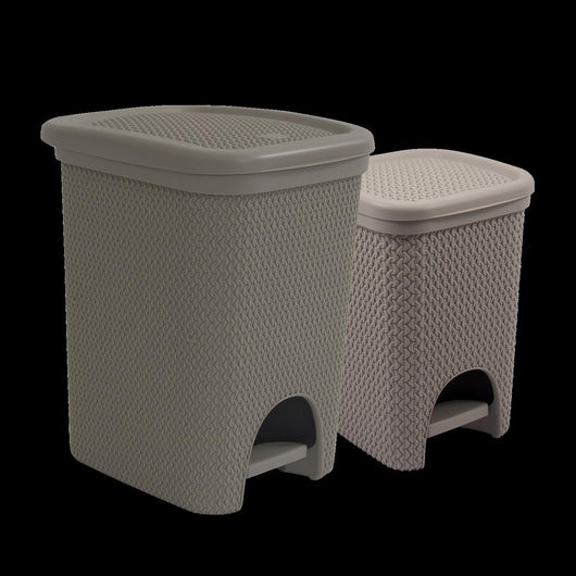 SET 2 PATTUMIERE INTRECCIO DA 6 E 18 LITRI N COLORE TORTORA