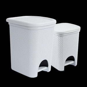 SET 2 PATTUMIERE INTRECCIO DA 6 E 18 LITRI N COLORE BIANCO