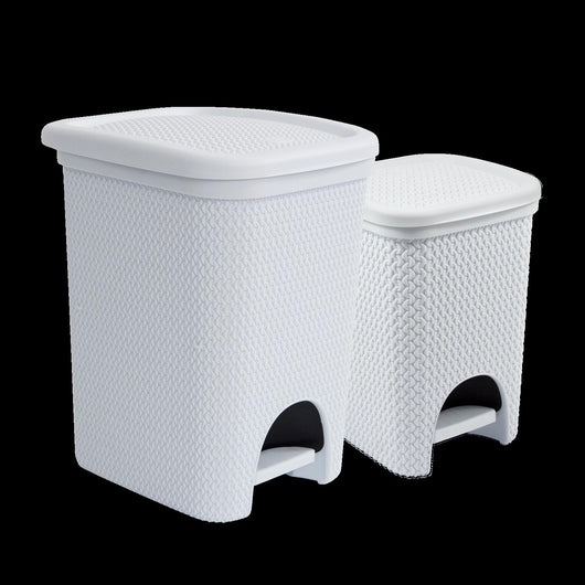 SET 2 PATTUMIERE INTRECCIO DA 6 E 18 LITRI N COLORE BIANCO