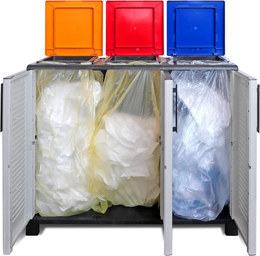 ARMADIO PATTUMIERA BASSO IN PLASTICA 3 SCOMPARTI DIMENSIONI 102X37XH 90 CM