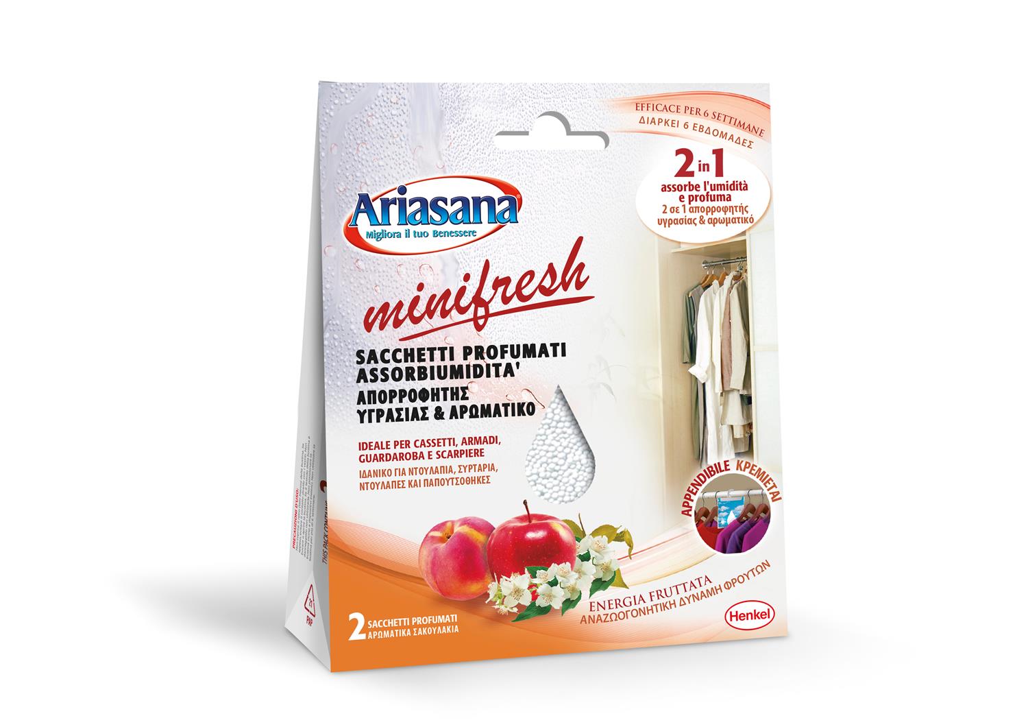 ARIASANA ASSORBIUMIDITÀ APPENDIBILI MINIFRESH DA 100 GR ENERGIA FRUTTATA