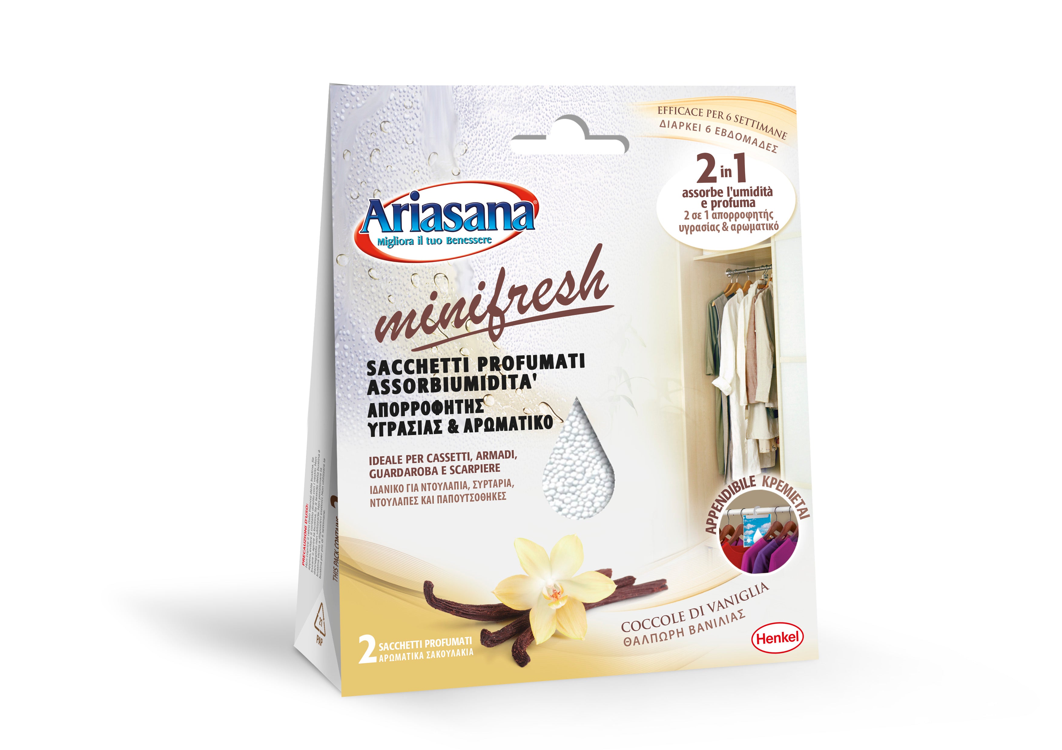 ARIASANA ASSORBIUMIDITÀ APPENDIBILI MINIFRESH DA 100 GR VANIGLIA