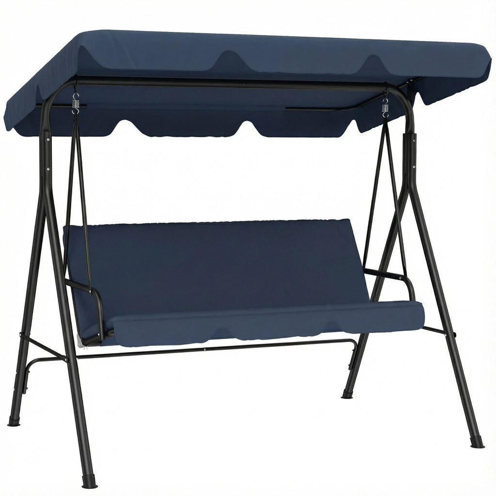 Altalena da Giardino 3 Posti con Tenda Regolabile ¨C zephmum ¨C 172x118x153 cm Blu
