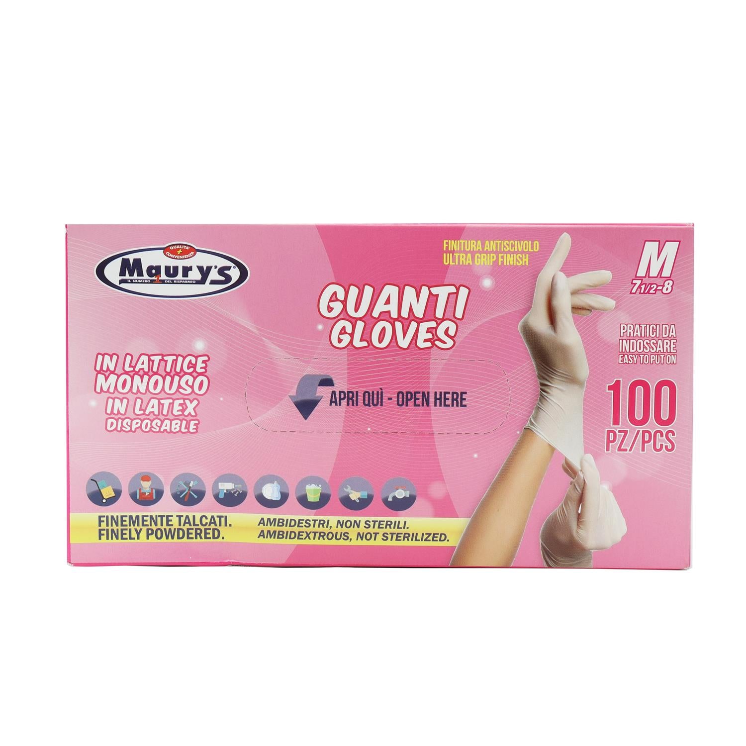 MAURY'S GUANTI IN LATTICE MONOUSO 100 PZI TAGLIA M