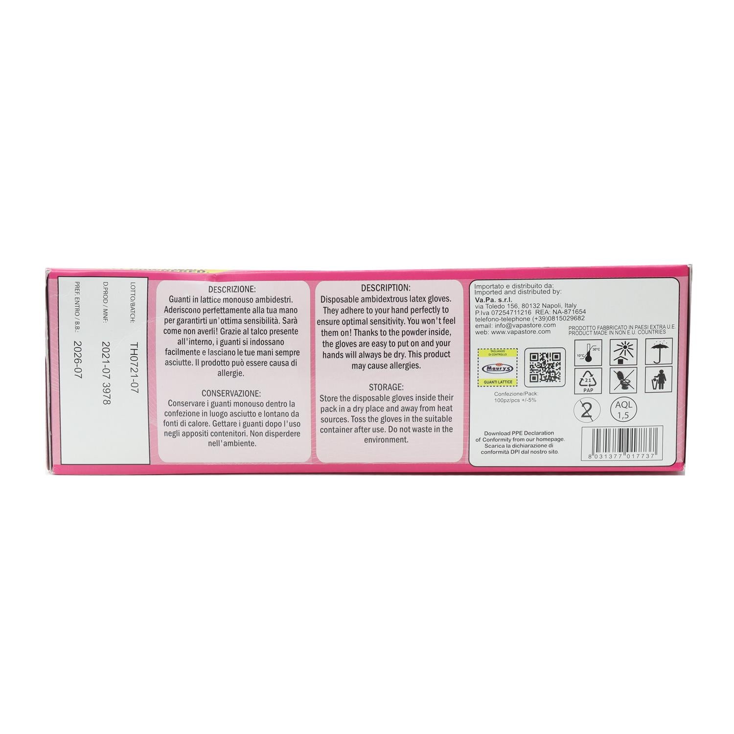 MAURY'S GUANTI IN LATTICE MONOUSO 100 PZI TAGLIA M