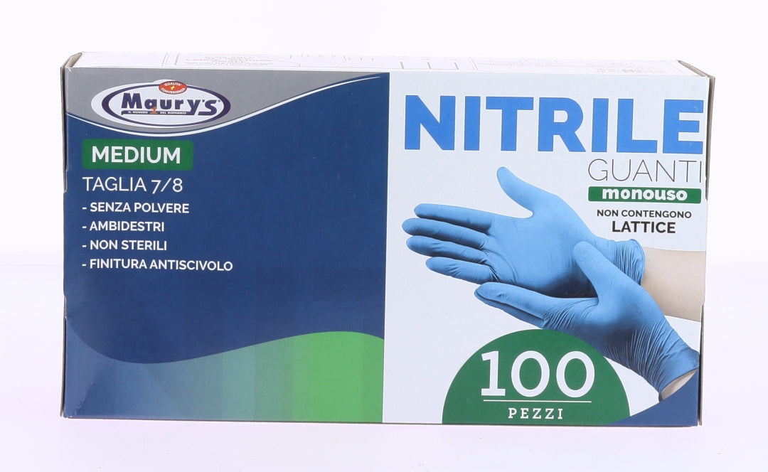 GUANTI IN NITRILE IDEALI PER CONTATTO CON ALIMENTI IN CONFEZIONE DA 100 PZ TG M