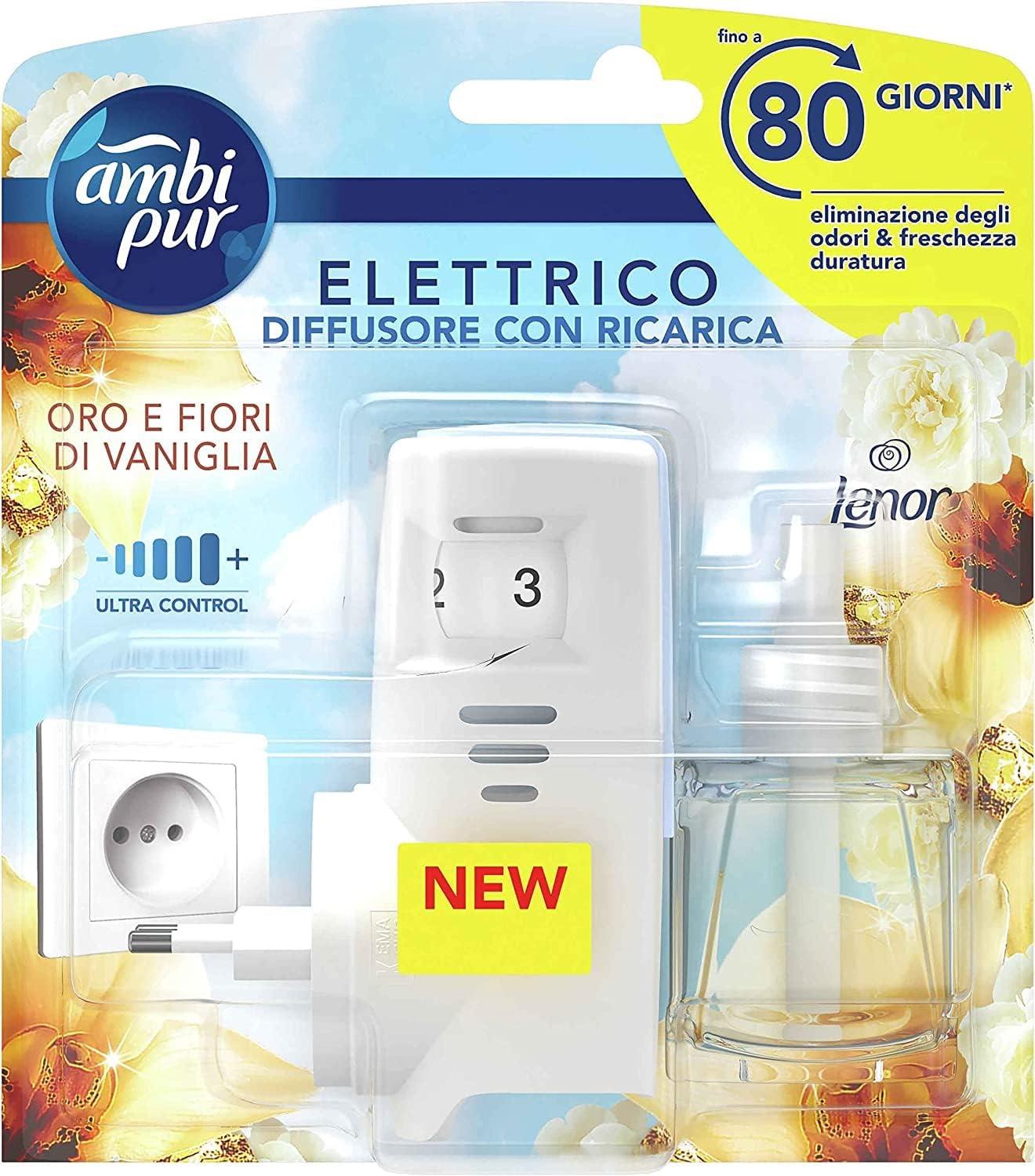 AMBIPUR LENOR PROFUMATORE PER AMBIENTE ELETTRICO + RICARICA  20 ML ORO E FIORI DI VANIGLIA