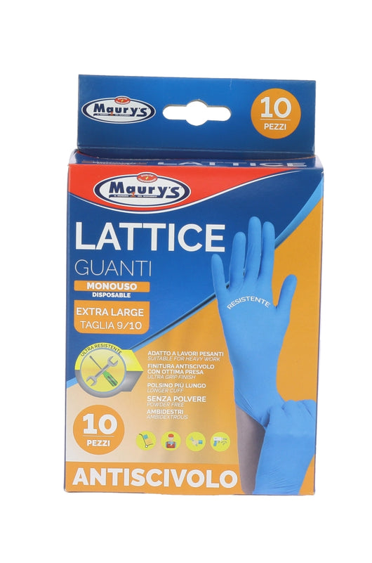 MAURY'S GUANTI IN LATTICE DA LAVORO ANTISCIVOLO CONFEZIONE DA 10PZ TG XL