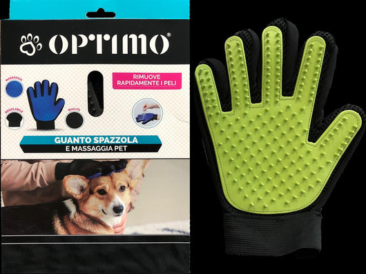 OPTIMO GUANTO SPAZZOLA E MASSAGGIA PET IN COLORE ASSORTITO