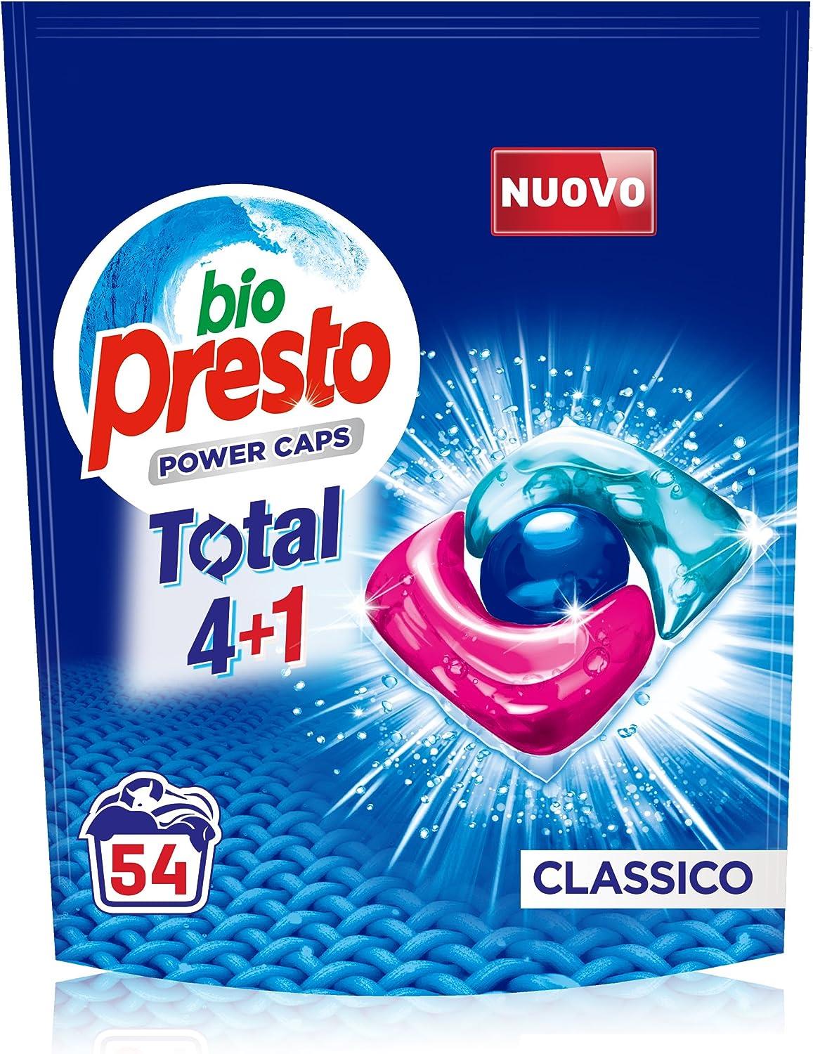 BIO PRESTO POWER CAPS CLASSICO DETERSIVO LAVATRICE PREDOSATO IN CAPSULE CONFEZIONE DA 54 LAVAGGI