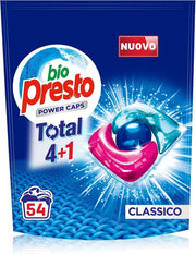 BIO PRESTO POWER CAPS CLASSICO DETERSIVO LAVATRICE PREDOSATO IN CAPSULE CONFEZIONE DA 54 LAVAGGI