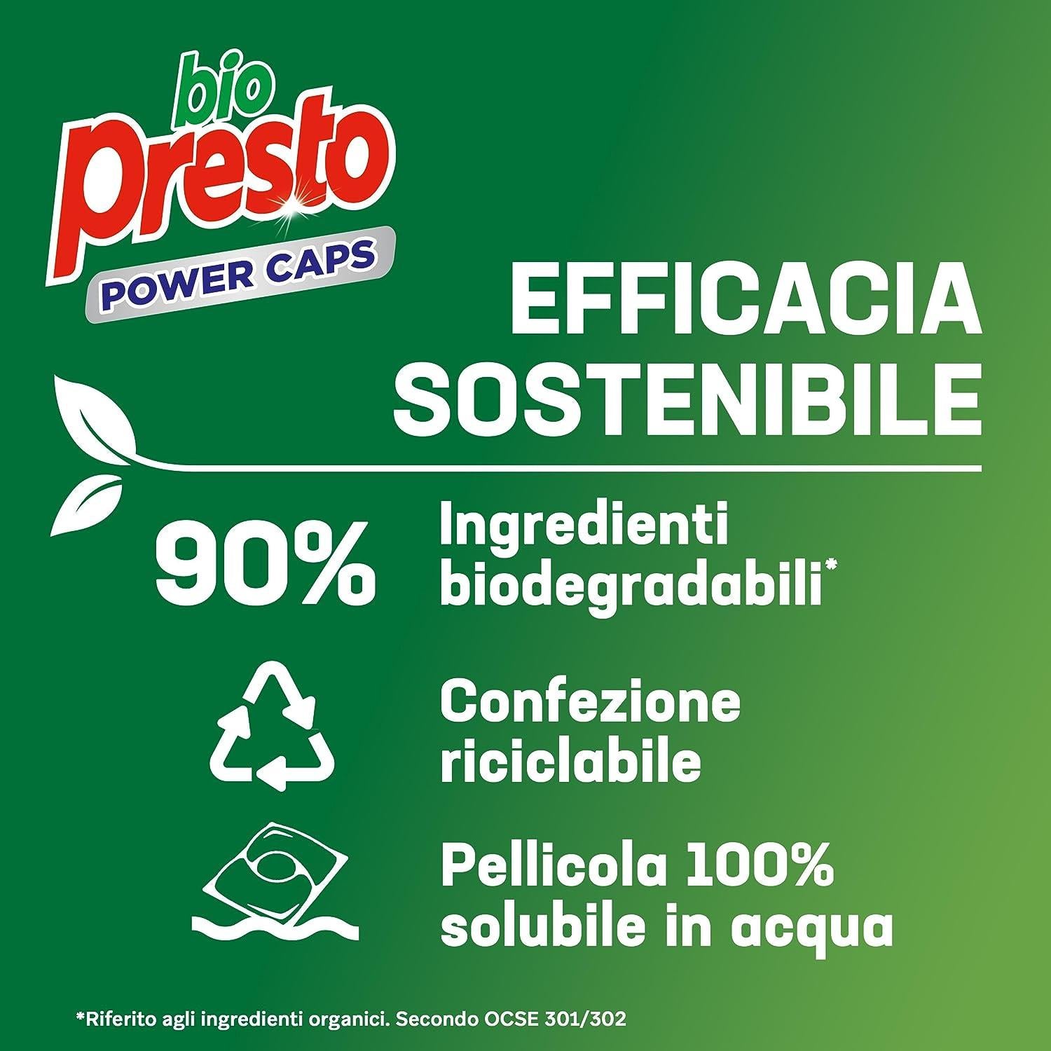BIO PRESTO POWER CAPS CLASSICO DETERSIVO LAVATRICE PREDOSATO IN CAPSULE CONFEZIONE DA 54 LAVAGGI