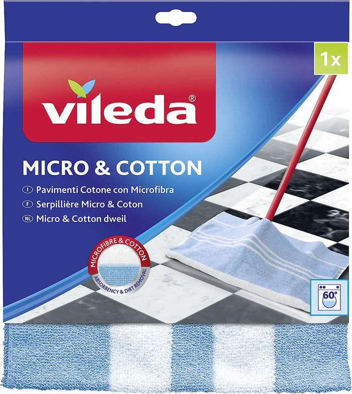VILEDA PANNO PER PAVIMENTI IN COTONE E MICROFIBRA 50 X 50 CM