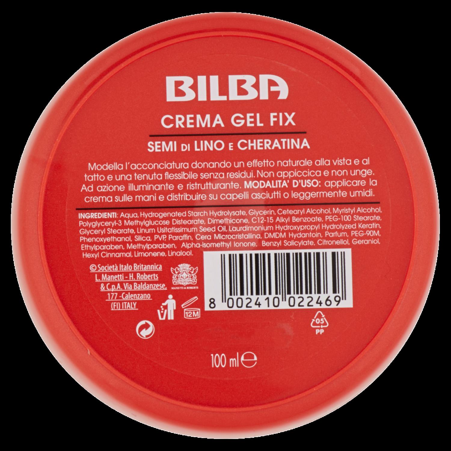 BILBA CREMA GEL FIX FISSAGGIO CAPELLI SEMI DI LINO E CHERATINA 100ML
