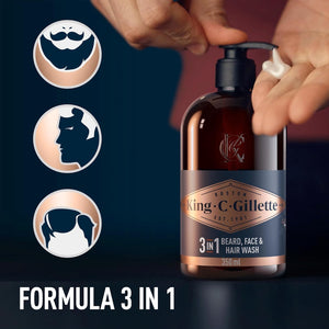 GILLETTE DETERGENTE BARBA KING C. 350 ML FORMULA 3 IN 1 PULIZIA E FRESCHEZZA