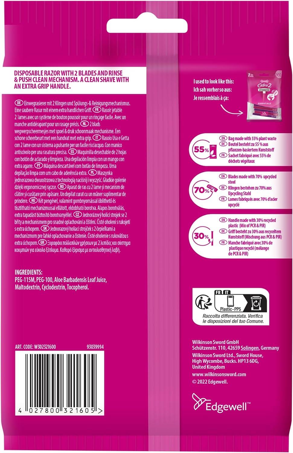 RASOIO WILKINSON EXTRA2 ESSENTIAL A 2 LAME CONFEZIONE DA 10 PEZZI