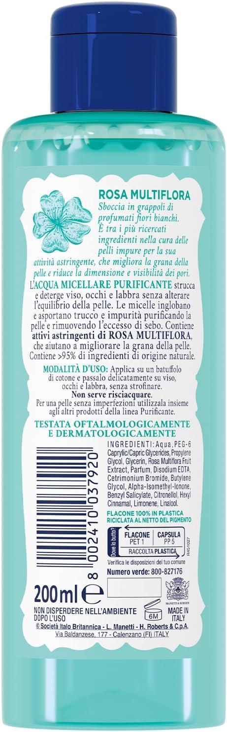 ACQUA MICELLARE ALLE ROSE 200 ML ALLA ROSA MULTIFLORA STRUCCA E OPACIZZA