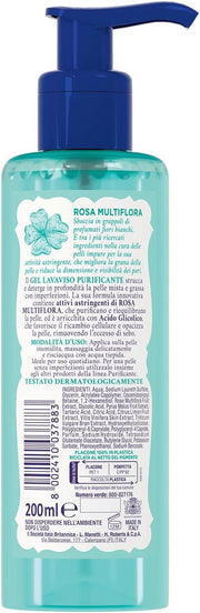 ACQUA ALLE ROSE GEL DETERGENTE VISO PURIFICANTE ROSA MULTIFLORA PER PELLI MISTE O CON IMPERFEZIONI 200 ML