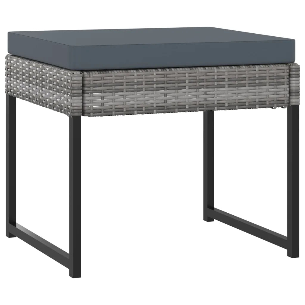 Set Pranzo da Giardino 9 pz con Cuscini in Polyrattan Grigio cod mxl 43658