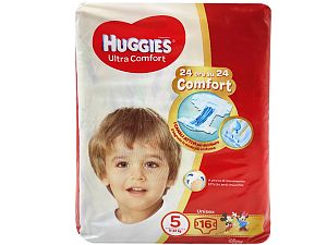 HUGGIES ULTRA COMFORT PANNOLINI IN CONFEZIONE DA 16 PEZZI TAGLIA 5 11-25 KG