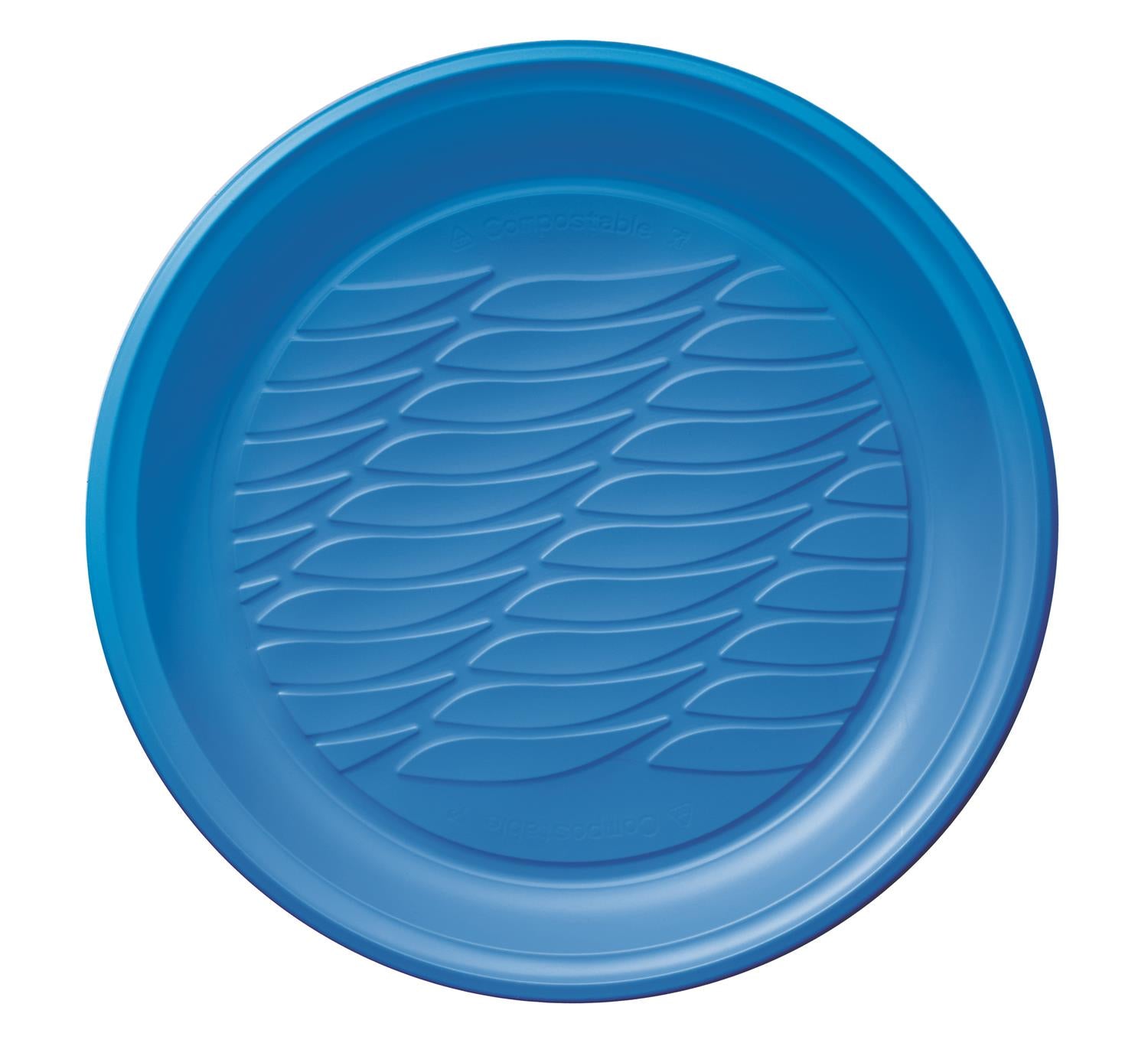 MAURY'S PIATTI PIANI BIOPLASTIC DIAMETRO 21,5 CM 20 PEZZI IN COLORAZIONE AZZURRA