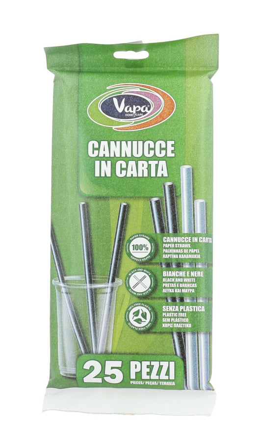 CANNUCCE DI CARTA BIANCHE E NERE IN CONFEZIONE DA 25 PEZZI